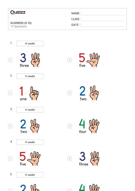 50 Numbers 0 10 Worksheets For Kindergarten On Quizizz Free And Printable