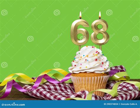 Birthday Cake with Candle Number 68 Stock Photo - Image of number ...