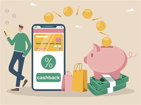 Premium Vector Cashback Concept A Man With A Smartphone Money Goes