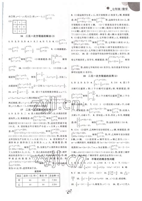 2022年暑假提优集训40天七年级数学苏科版答案——青夏教育精英家教网——