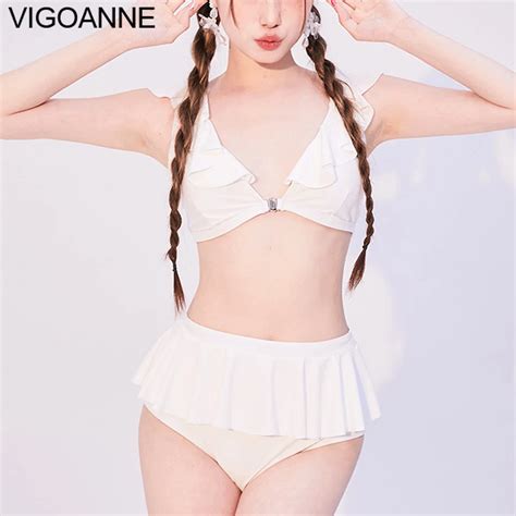 VigoAnne Traje De Ba O Liso Con Volantes Para Mujer Conjunto De Bikini