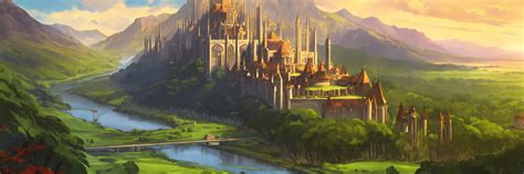 Lexica Fantasy Setting Massive Elven City With Towers Walls And