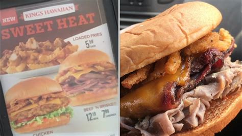 Review Arbys Kings Hawaiian Sweet Heat Beef And Brisket Sandwich