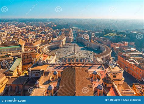 Aerial View Of Saint Peter`s Square In Vatican City And Rome Italy