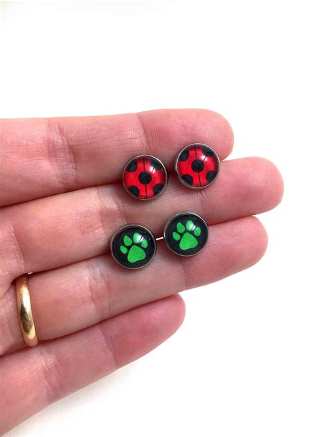 Miraculous Earrings Miraculous Ladybug Earrings Tales Of Etsy