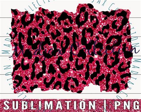 Hot Pink And Black Leopard Png Sublimation Background Glitter Etsy