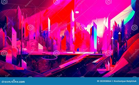 Digital Painting of Cityscape with Pink and Purple Colors and Man ...