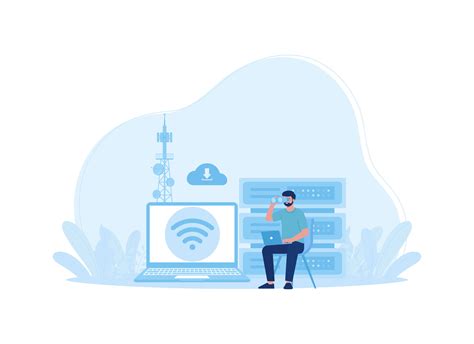 Move Files To Cloud Storage With A Wi Fi Connection Concept Flat