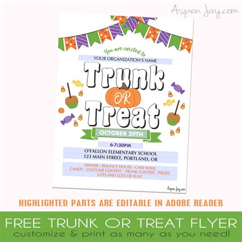 FREE Trunk or Treat Flyer Template - Aspen Jay