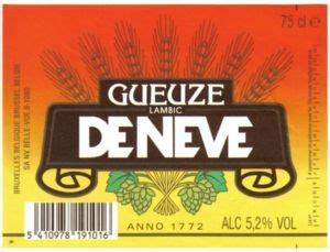 Drink Label Gueuze Deneve Lambic Brouwerij PH Vandenstock