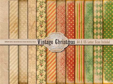 Vintage Christmas Junk Journal Kit Printable Christmas Cards Etsy