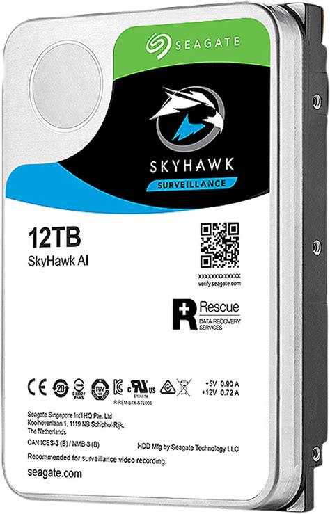 Seagate SkyHawk AI ST12000VE0008 12TB 7200 RPM 256MB Cache SATA 6.0Gb/s ...