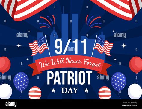 Happy Usa Patriot Day Vector Illustration With United States Flag 911