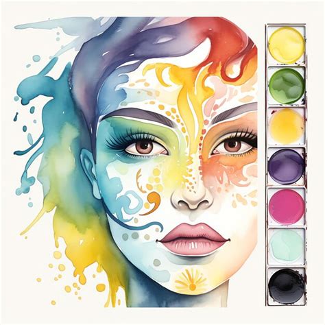 Hermosa paleta de pintura facial acuarela Carnaval clipart ilustración