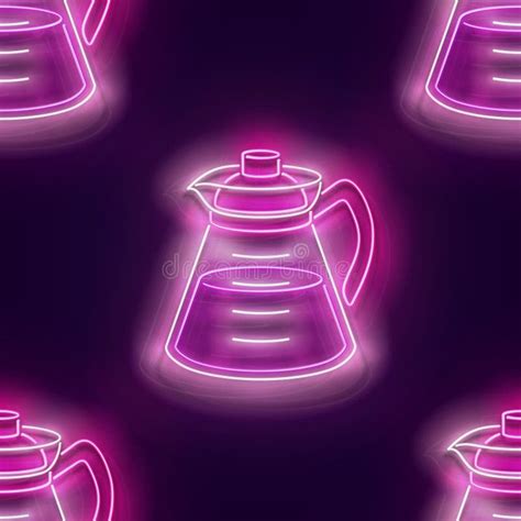 Seamless Pattern With Glow Coffee Pot Stock Vector Illustration Of