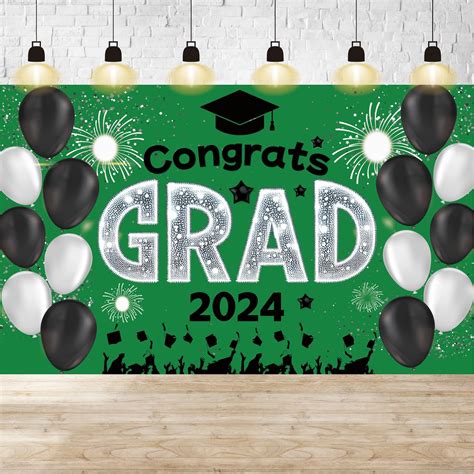 Green Graduation Banner Congrats Grad 2024 Banner Green