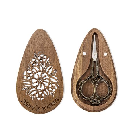 Custom Europeanstork Style Scissor With Engraved Wood Magnetic Box