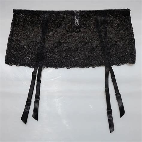 Vogue Women Garters Black Lace Garter Belt 4 Straps Metal Buckles Clips