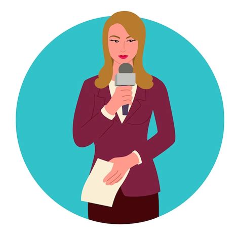 Premium Vector Clip Art Of A Confident Woman Reporter Holding A