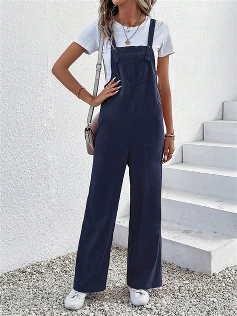 SHEIN LUNE Solid Overall Jumpsuit Without Tee SHEIN USA