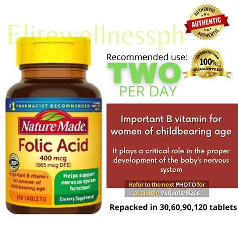 Authentic Imported From Usa Nature Made Nature Made Folic Acid 400 Mcg