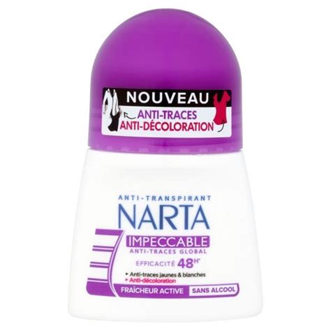 NARTA Déodorant Roll On pour femmes Impeccable anti traces 50ml