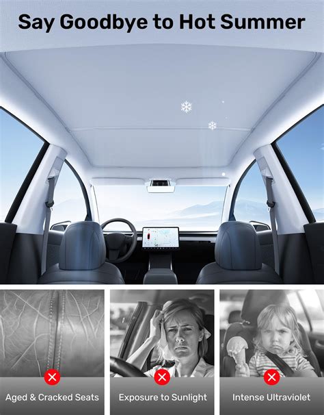 Snapklik Zanch Upgrade Tesla Model Y Sunshade Roof No Sag