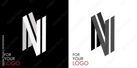 Isometric Letter N From Stripes Lines Template For Creating Logos