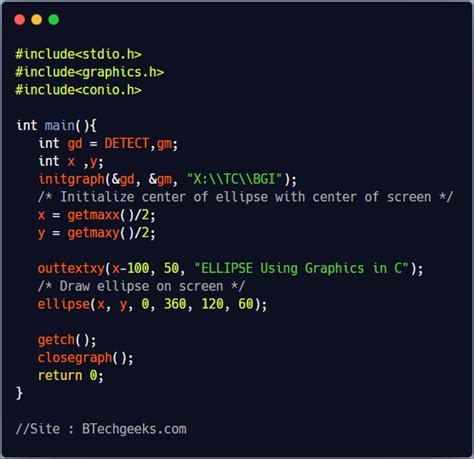 C Program To Draw An Eclipse Shape Using C Graphics BTech Geeks