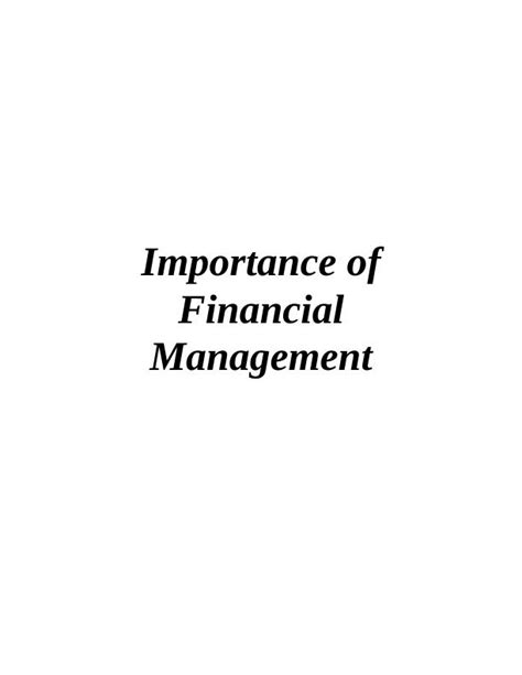 Importance Of Financial Management Desklib