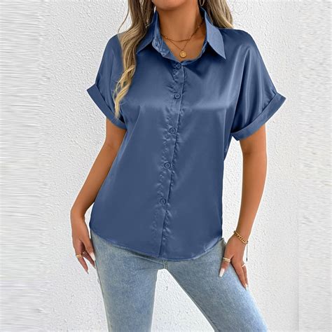 Hot Days Bold Styles Olyvenn Satin Silk Button Down Shirts Women S Dress Shirts Collared Roll