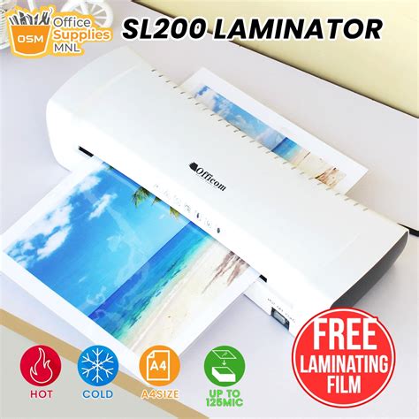 Officom 3in1 Laminator Machine Sl200 A4 Size Hot Cold Abs With Free