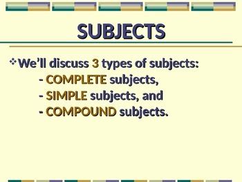 Ela Subjects Predicates Simple Complete Compound Powerpoint Ppt