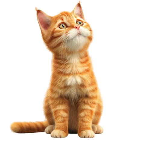 An Orange Cat Sitting On The Ground Looking Up Transparent Background