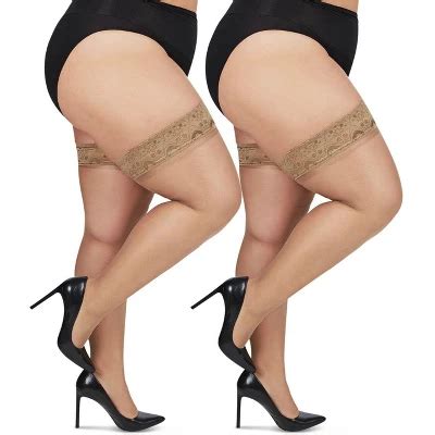 MeMoi Pair Curvy Sheer Thigh High Stockings Nude X Target