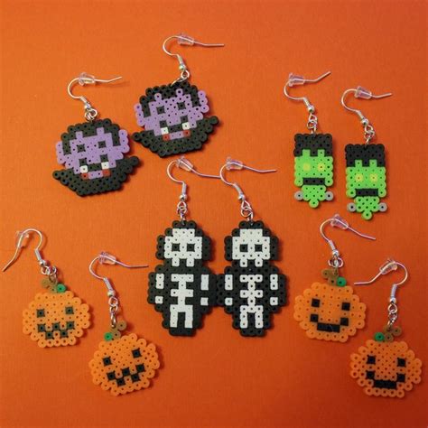 Halloween Earrings Mini Perler Beads Etsy Easy Perler Bead Patterns