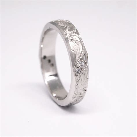 Platinum Hand Engraved Diamond Wedding Band Judith Arnell Judith