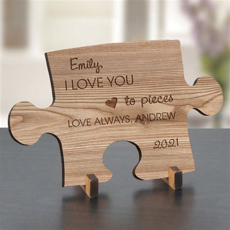 Engraved Love You To Pieces Wood Puzzle Piece | Diy gifts for him, Love you to pieces, Puzzle crafts