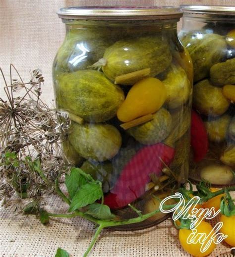 Маринованные огурцы с помидорами черри на зиму рецепт