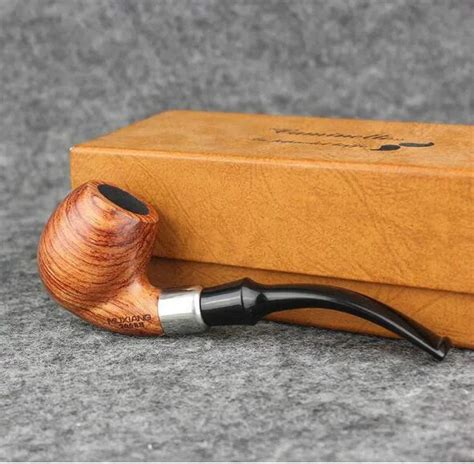 Smoking Tobacco Pipe 9mm Filter Ebony Wood Pipe Traditional Bent