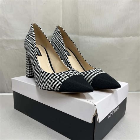 Now reduced Nine West Houndstooth Heels Size 10M Black / White/ Checked / Pattern (s)