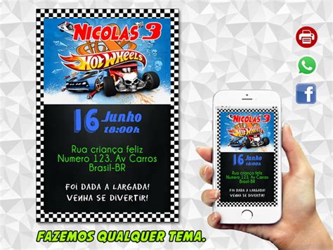Convite Digital Hot Wheels Elo Produtos Especiais