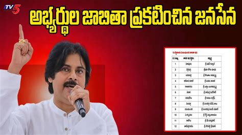 అభ్యర్థుల జాబితా ప్రకటించిన జనసేన Janasena Candidates List Release