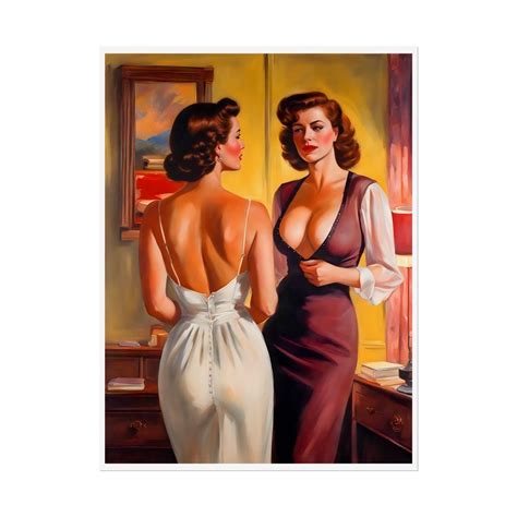 1950s Pulp Fiction Lesbian Art, Vintage-inspired Sapphic Print, Queer