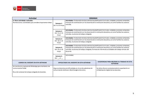 Modelo F Informe Mensual De Actividades Pdf