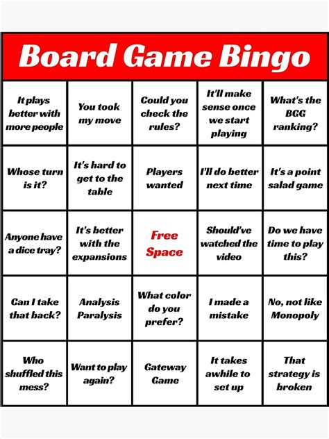 "Board Game Phrase Bingo" Poster by nerdyboardgamer | Redbubble