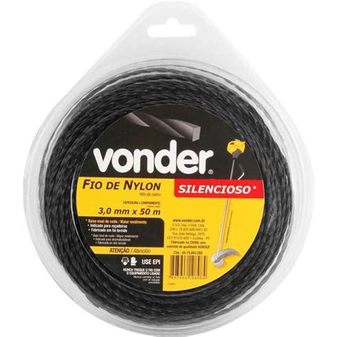 Fio de Nylon Para Roçadeira 3mm x 50m Silencioso Vonder Fio de Nylon