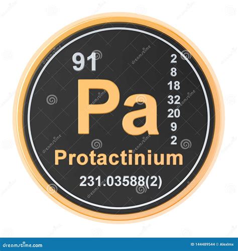 Protactinium As Element 91 Of The Periodic Table 3d Illustration On