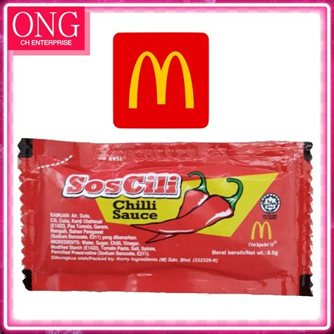 Chili Sauce Sachet Assorted Brand Mcdonalds Mcd Sos Cili Paket Pelbagai