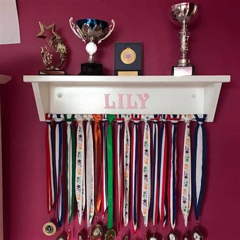 Personalized Medal Hanger Trophy Shelf Dowel Bar Medal Shelf Etsy Uk